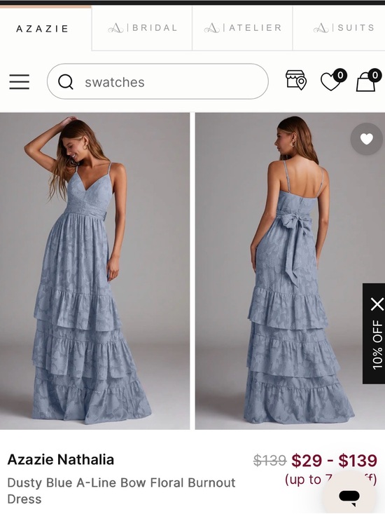 Azazie Dresses & Skirts - Azazie Dusty Blue Tiered Floral Burnout Maxi Dress